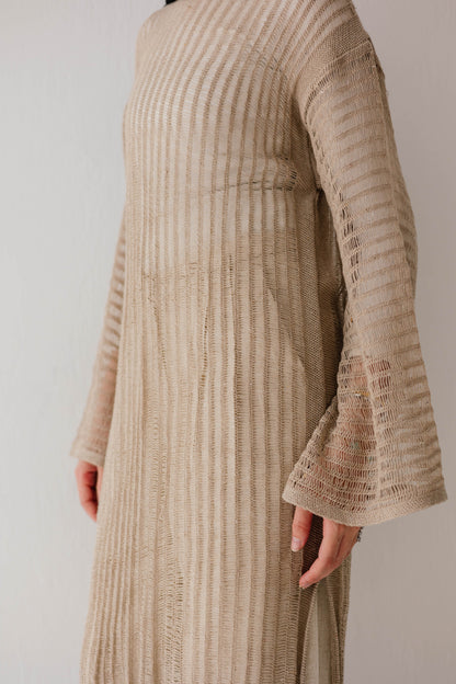 Boho Crochet Dress in Tan