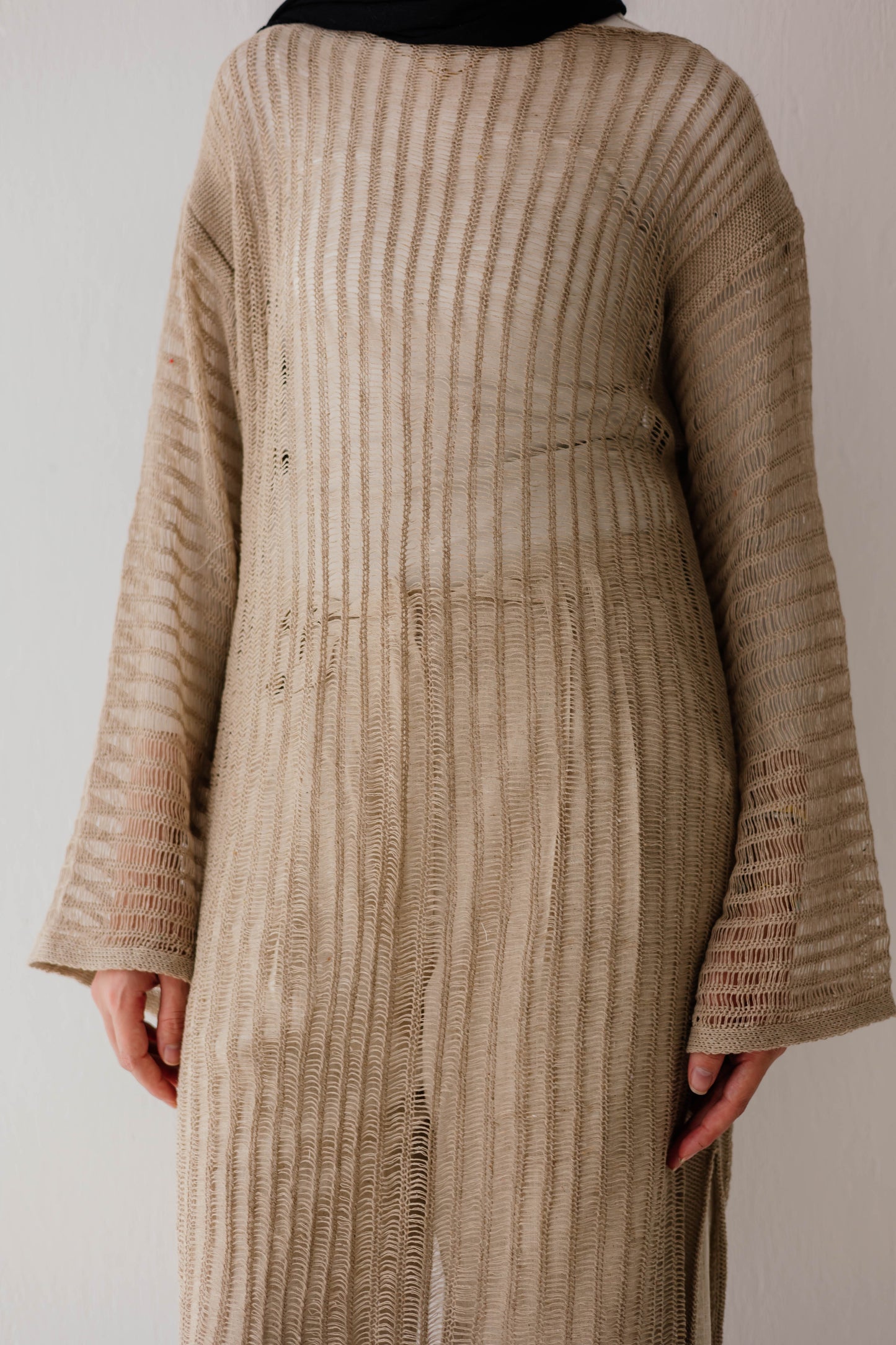 Boho Crochet Dress in Tan