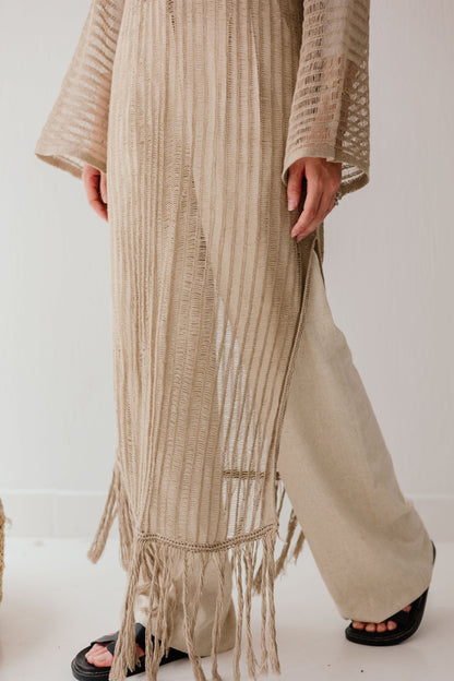 Boho Crochet Dress in Tan