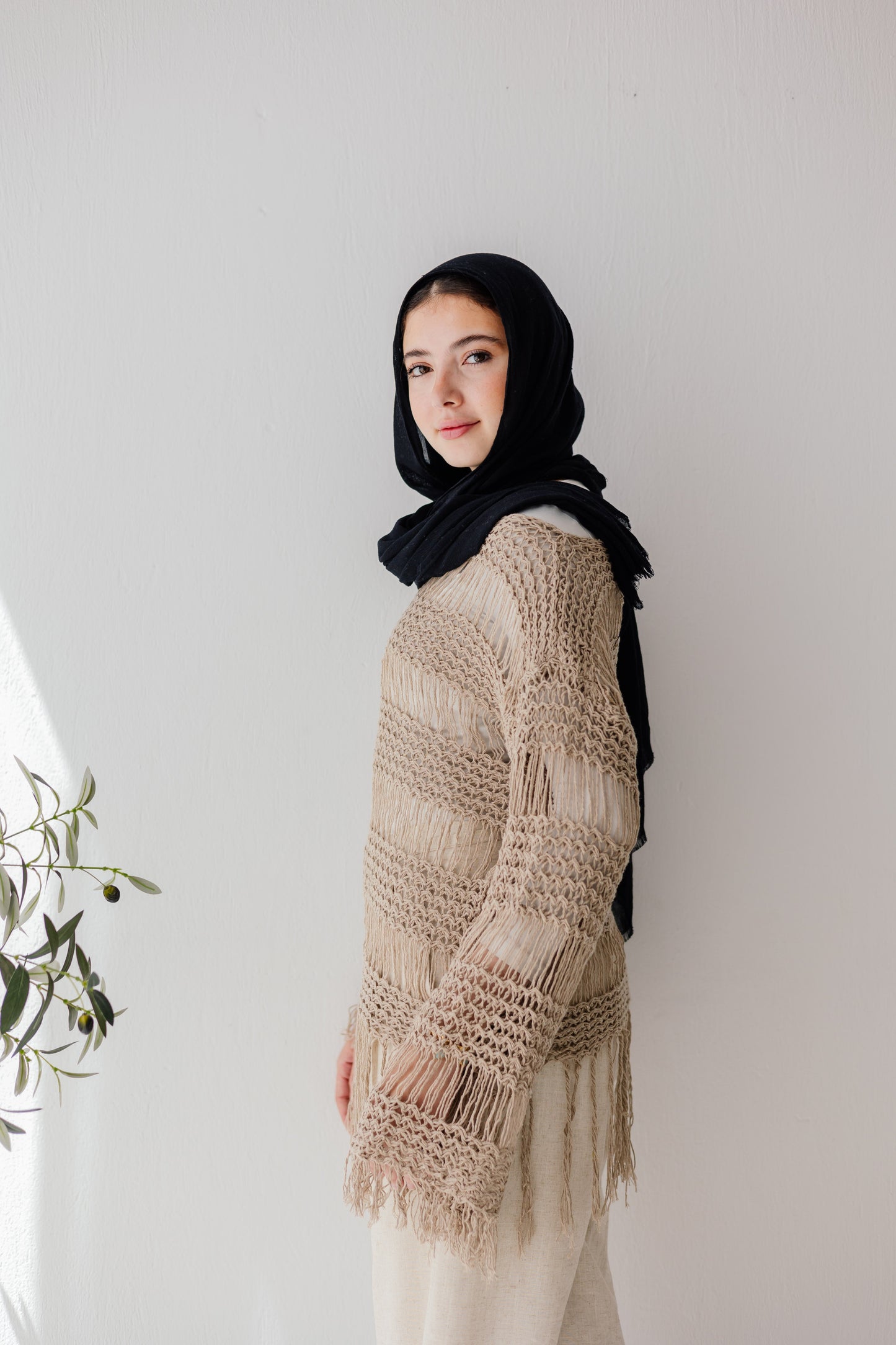 Sahara Fringed Top in Tan