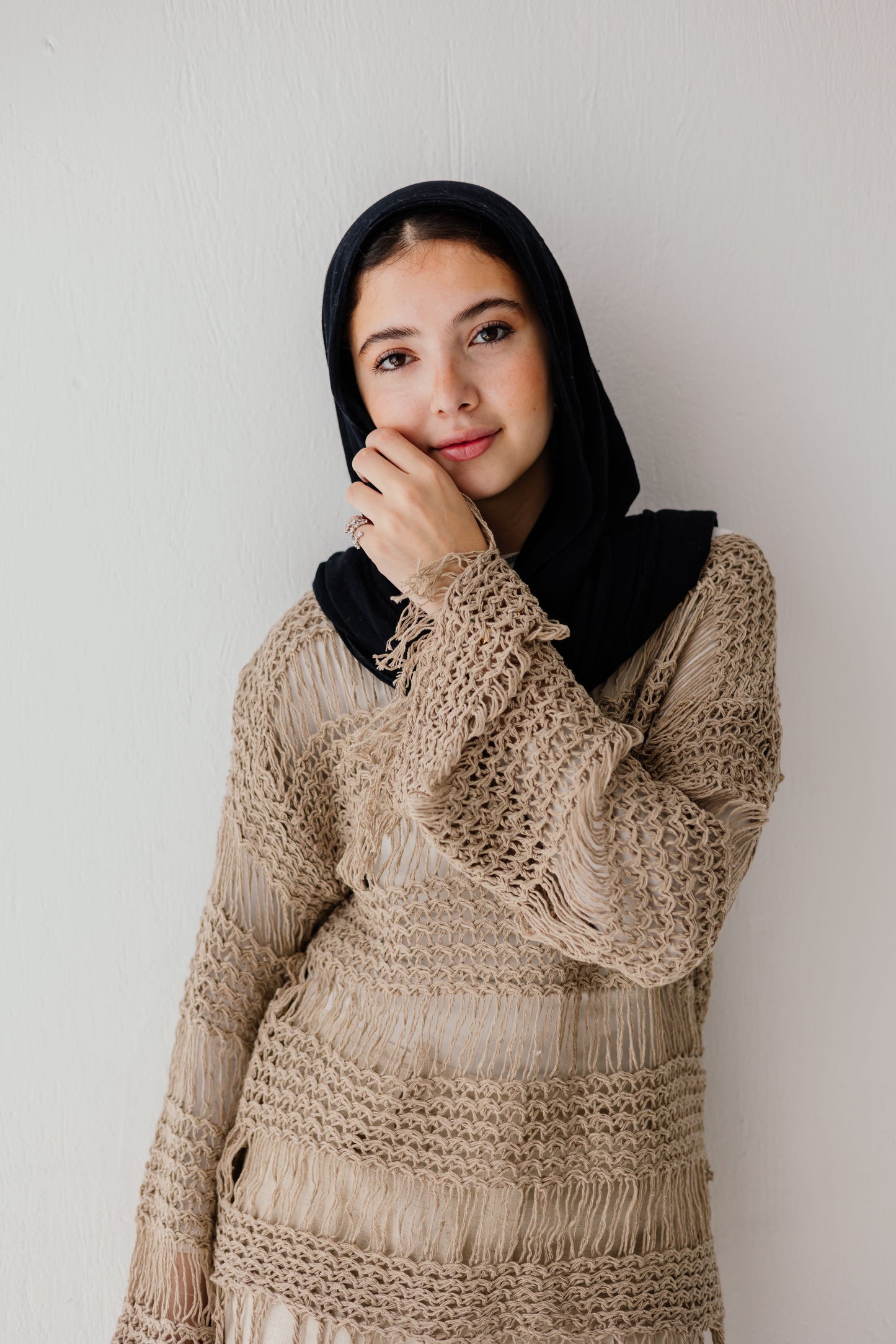 Sahara Fringed Top in Tan