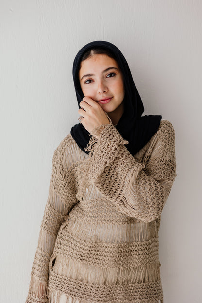 Sahara Fringed Top in Tan