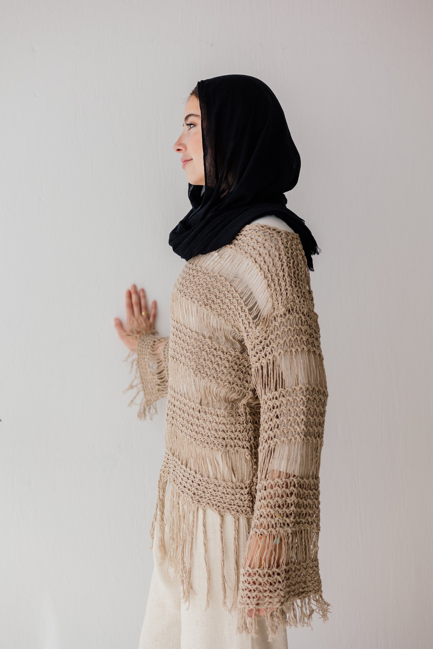 Sahara Fringed Top in Tan