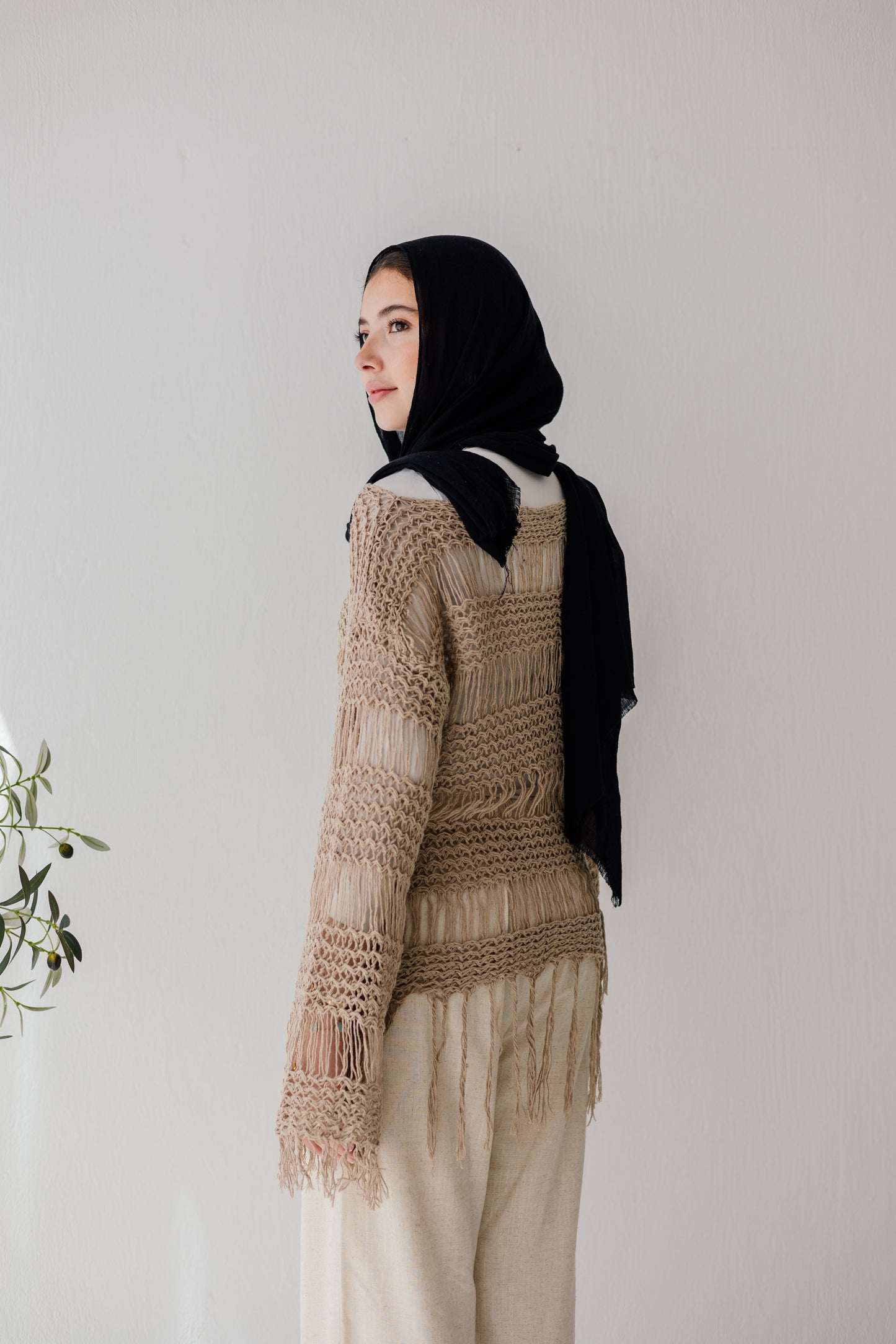 Sahara Fringed Top in Tan