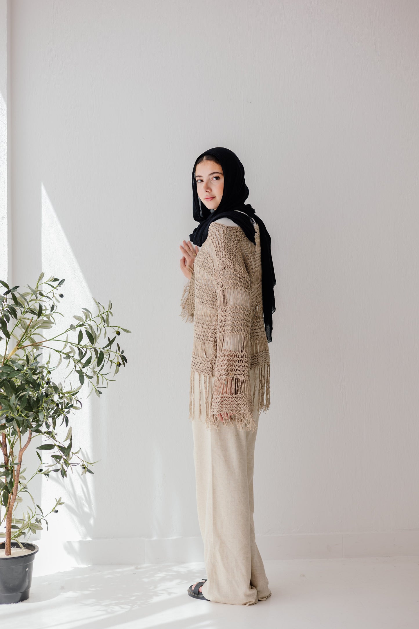 Sahara Fringed Top in Tan