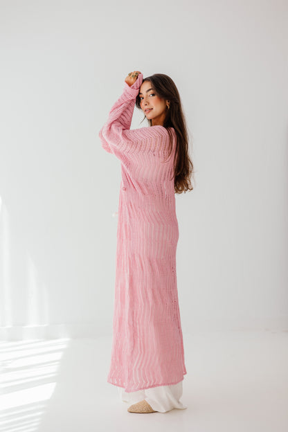 KnotWave Cardigan in Pink