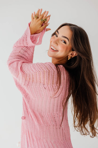 KnotWave Cardigan in Pink