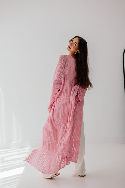 KnotWave Cardigan in Pink