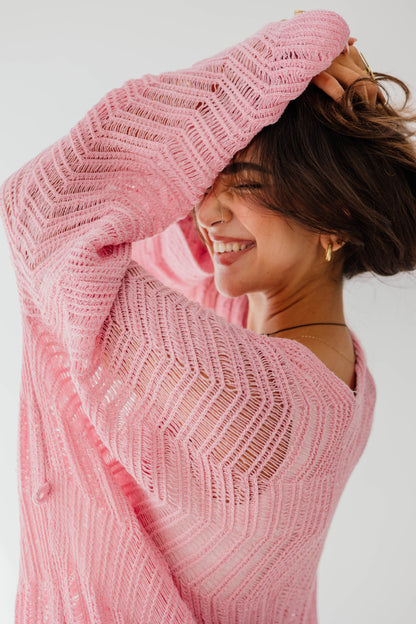 KnotWave Cardigan in Pink