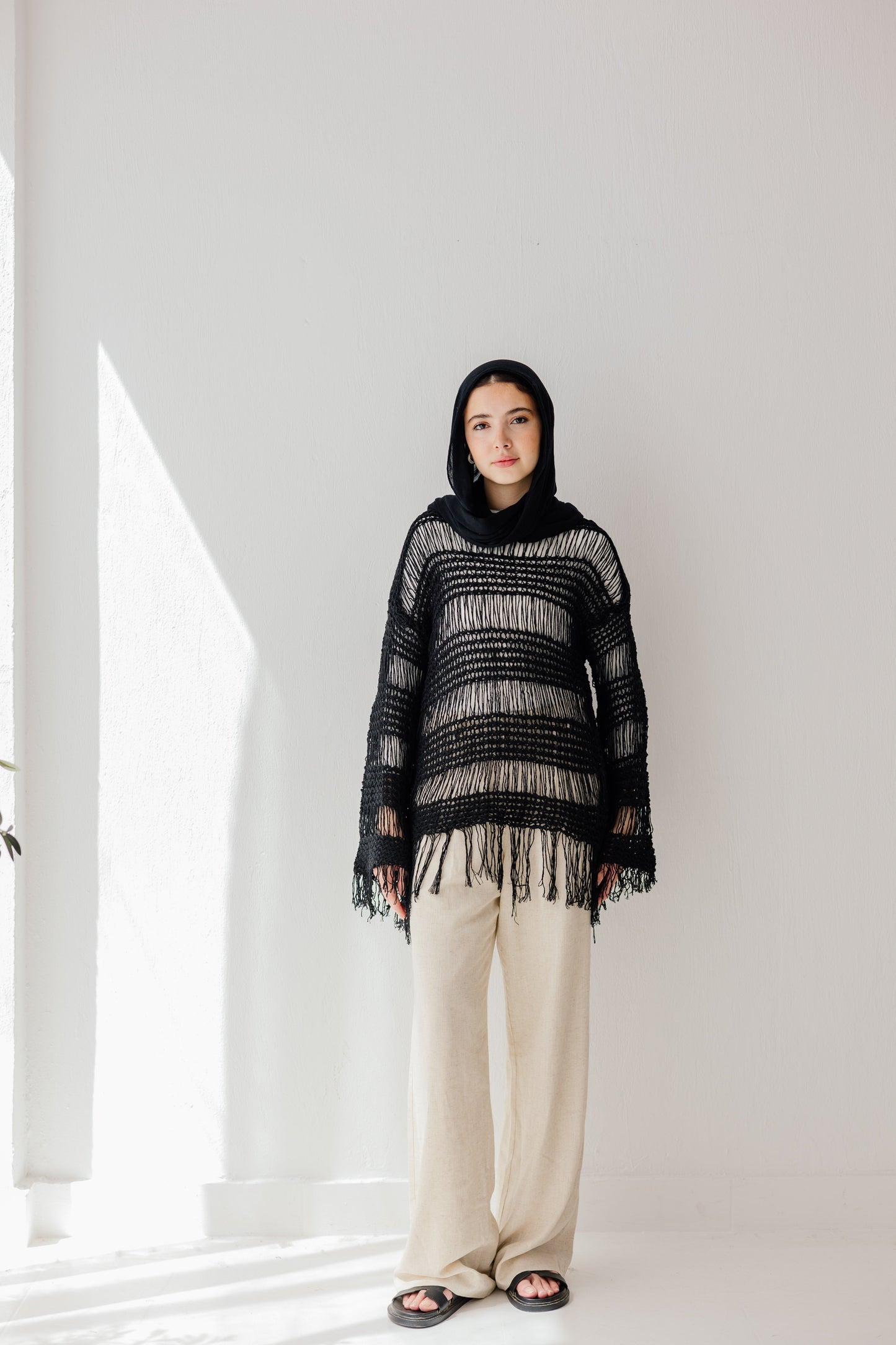 Sahara Fringed Top in Black