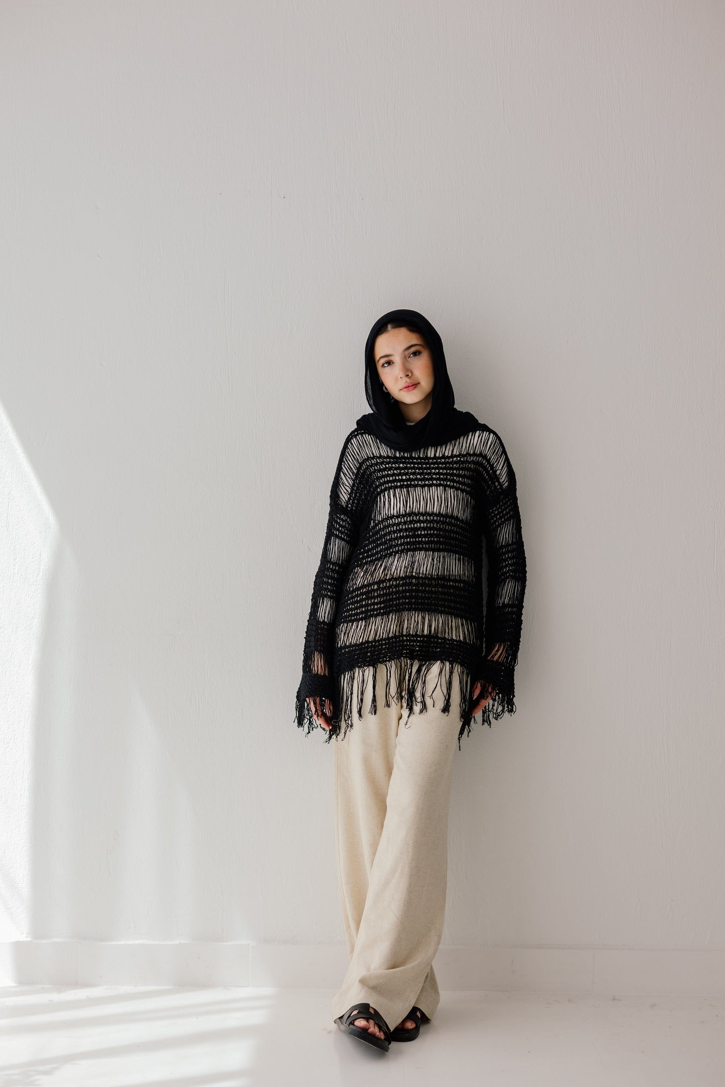 Sahara Fringed Top in Black