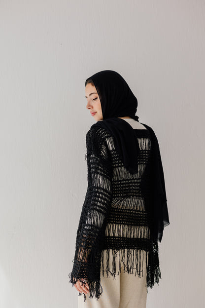 Sahara Fringed Top in Black