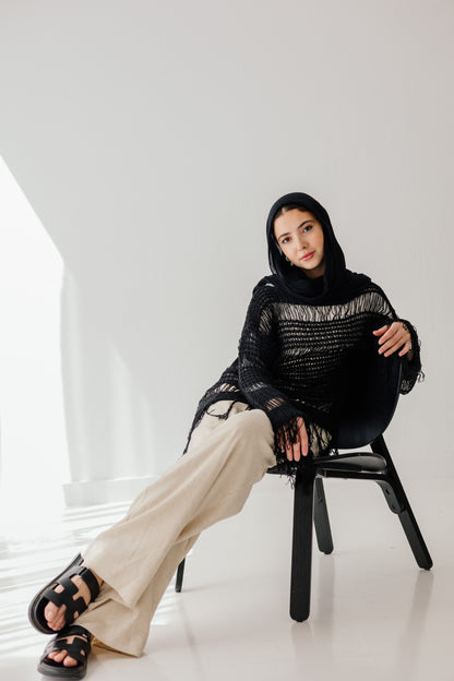 Sahara Fringed Top in Black