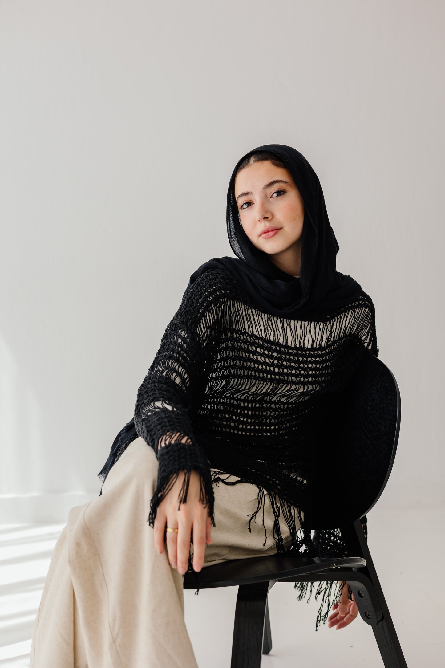 Sahara Fringed Top in Black