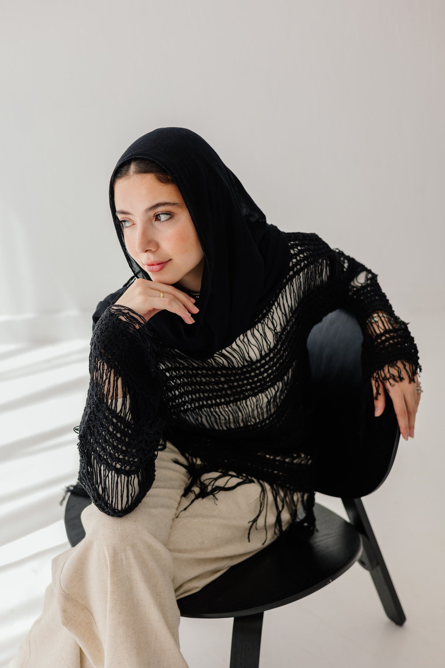 Sahara Fringed Top in Black