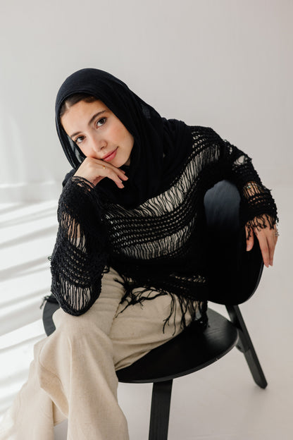 Sahara Fringed Top in Black