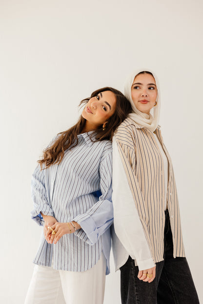 Stripe & Stud Shirt in blue
