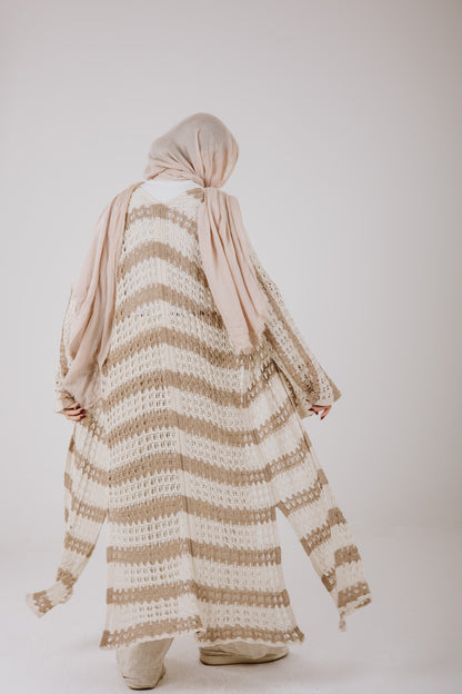 Horizon Striped Cardigan in Beige