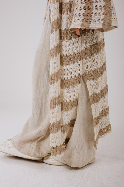 Horizon Striped Cardigan in Beige