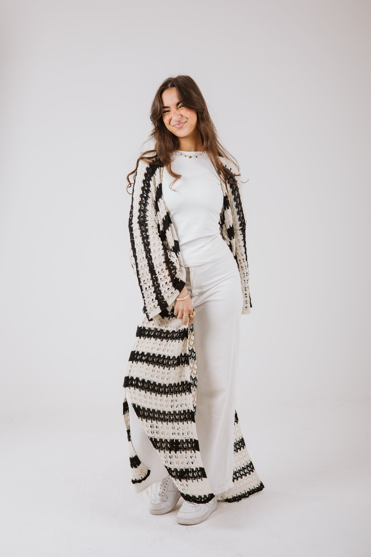 Horizon Striped Cardigan in Black