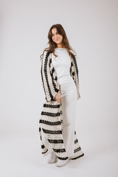 Horizon Striped Cardigan in Black