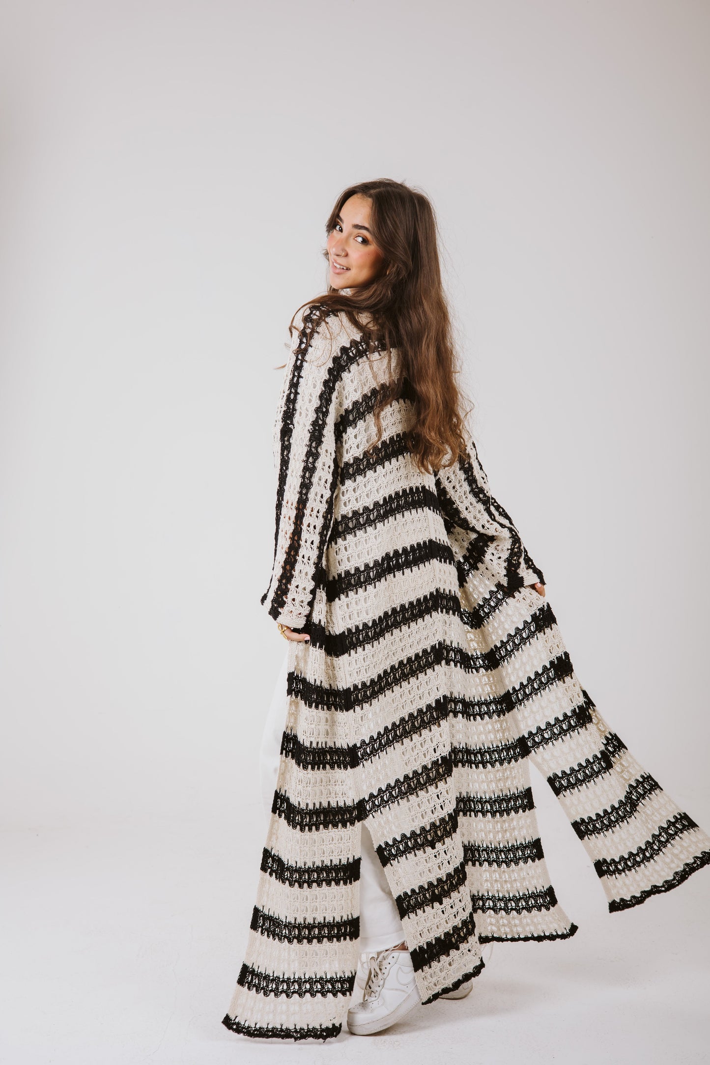 Horizon Striped Cardigan in Black
