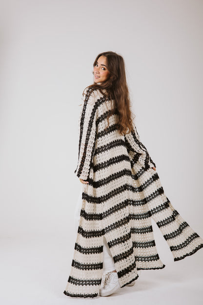 Horizon Striped Cardigan in Black