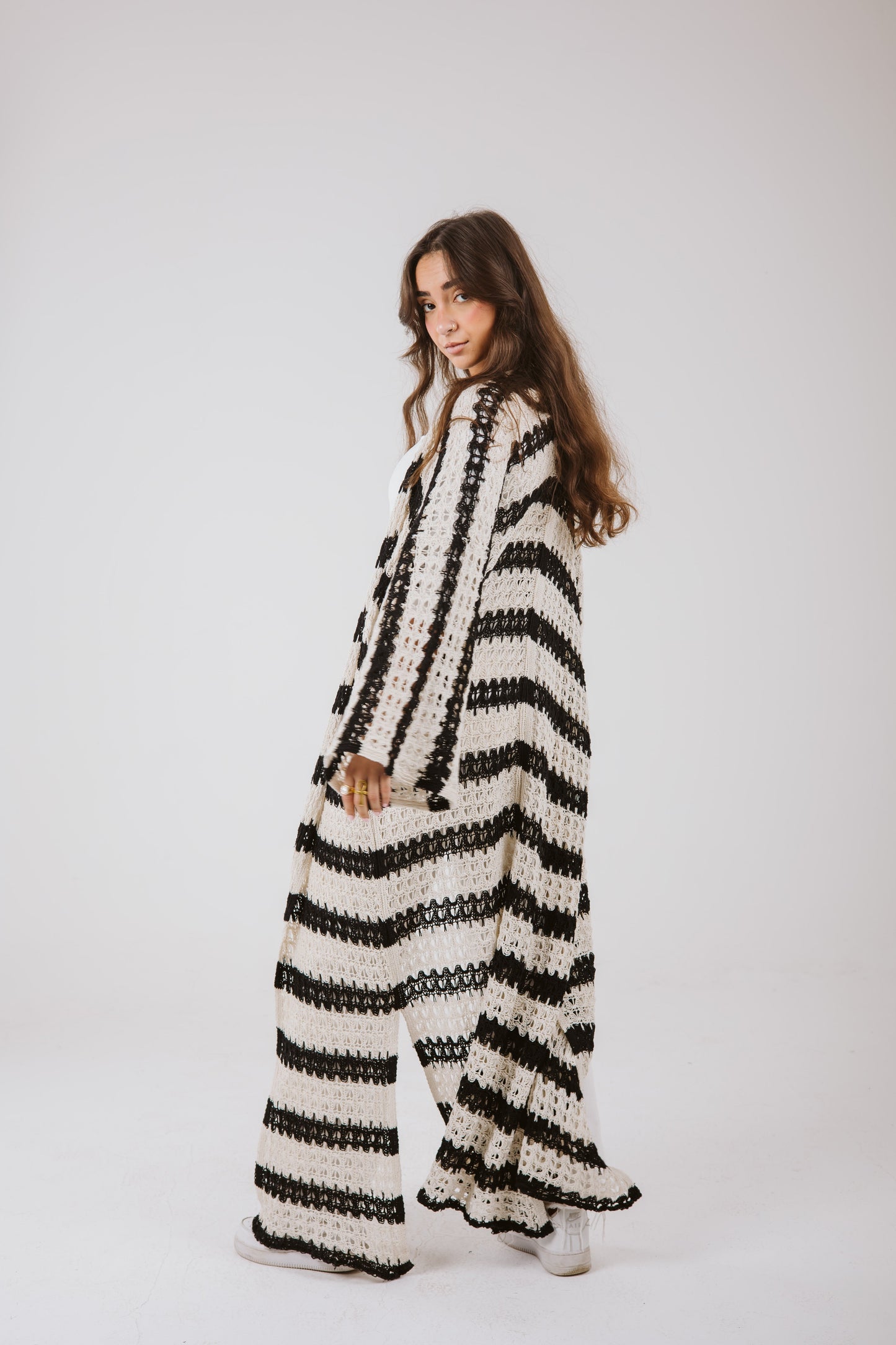 Horizon Striped Cardigan in Black