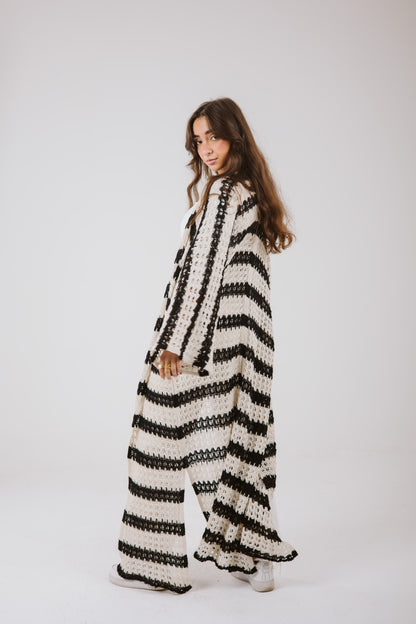 Horizon Striped Cardigan in Black