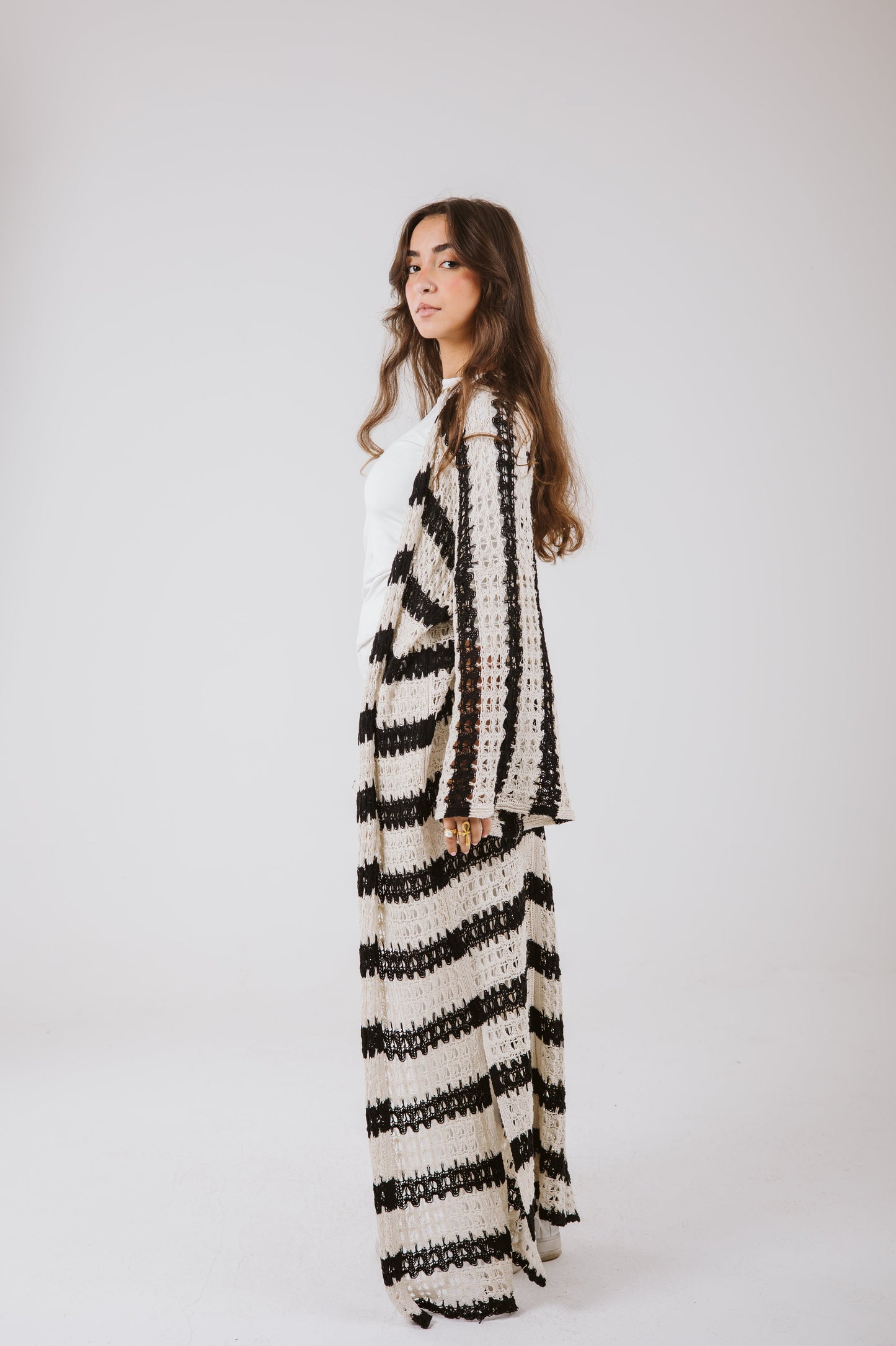 Horizon Striped Cardigan in Black
