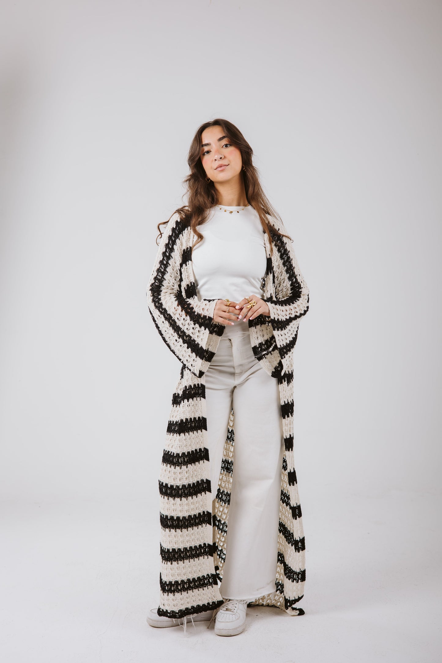 Horizon Striped Cardigan in Black