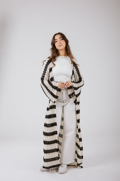 Horizon Striped Cardigan in Black