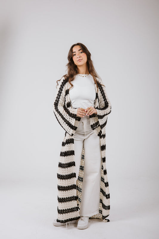 Horizon Striped Cardigan in Black