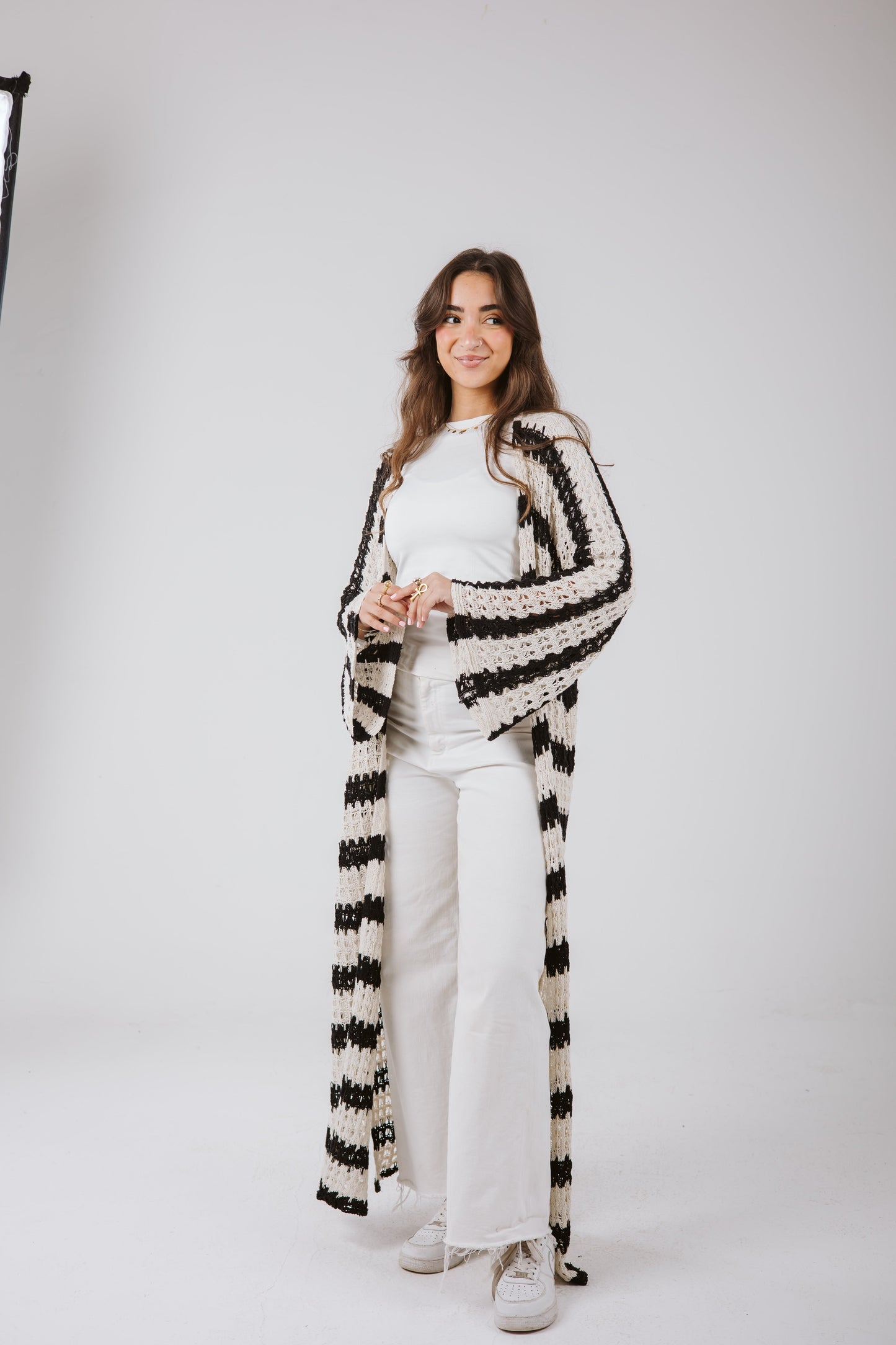 Horizon Striped Cardigan in Black