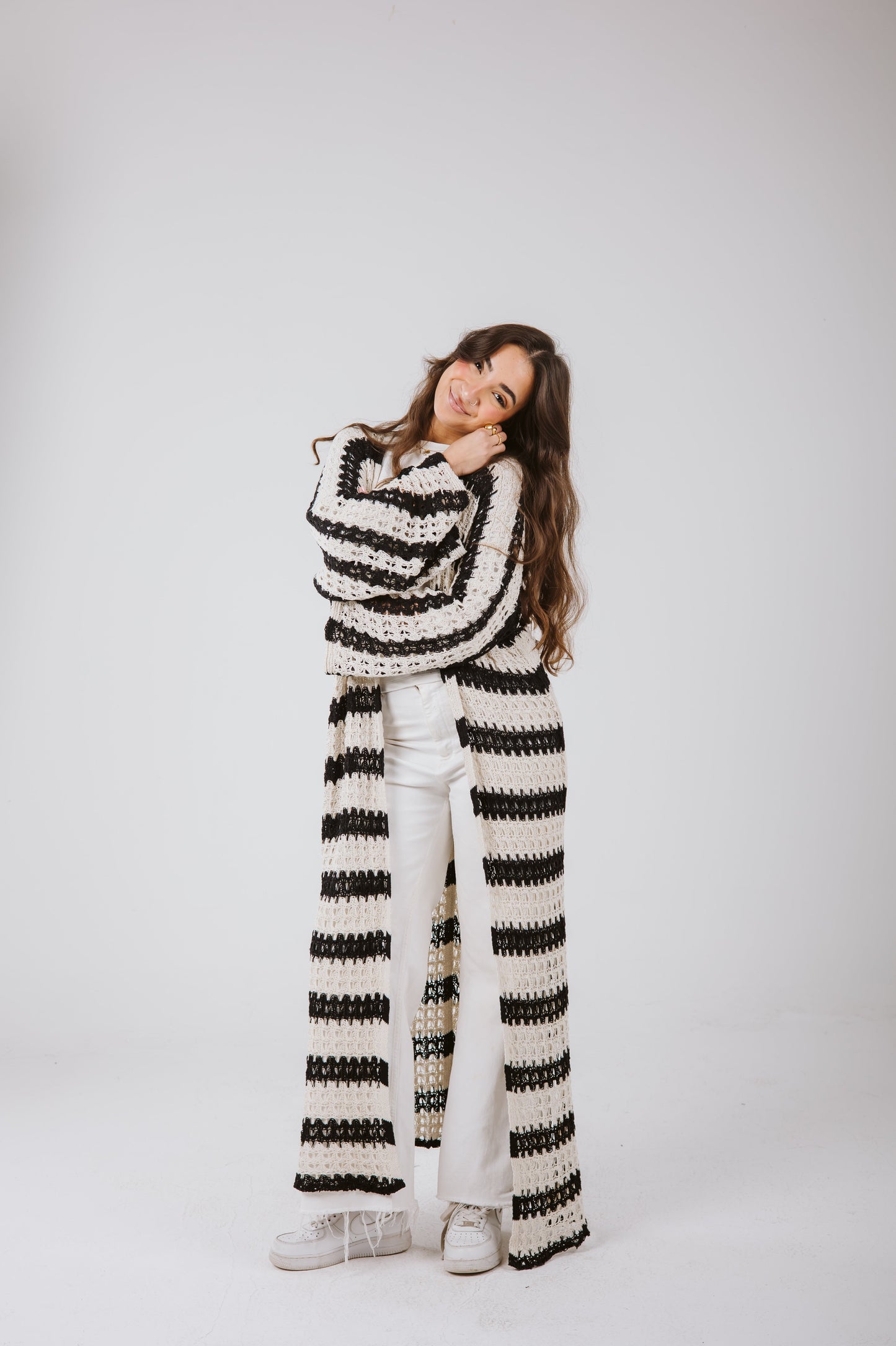 Horizon Striped Cardigan in Black