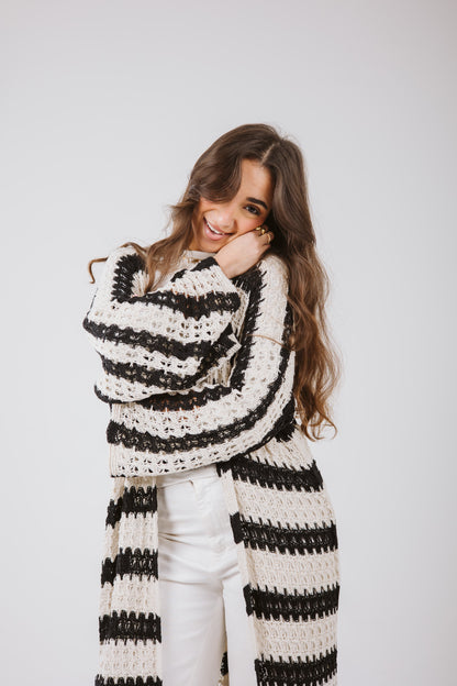 Horizon Striped Cardigan in Black