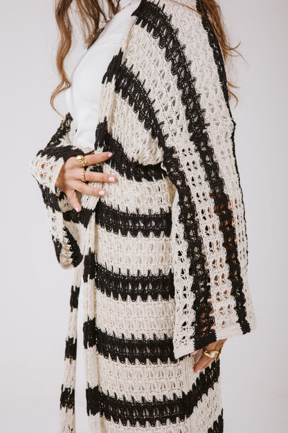 Horizon Striped Cardigan in Black