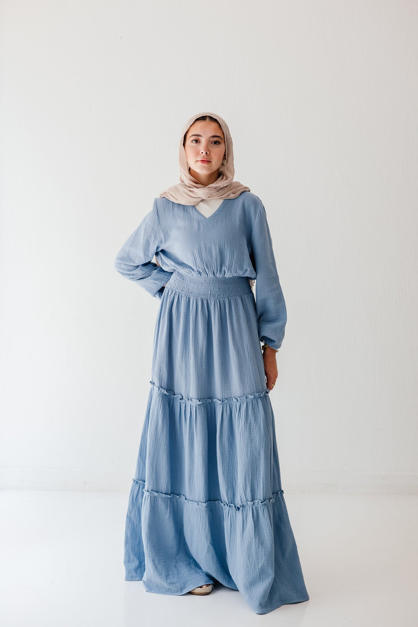 Coralia Dress in Steel blue