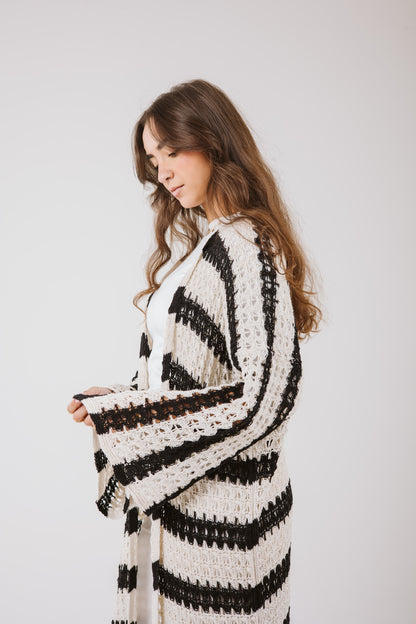 Horizon Striped Cardigan in Black