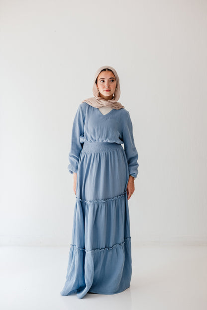 Coralia Dress in Steel blue