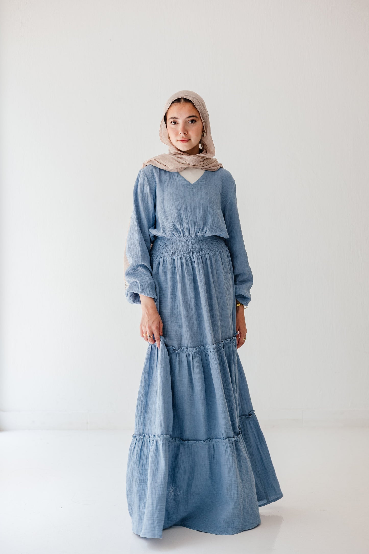 Coralia Dress in Steel blue