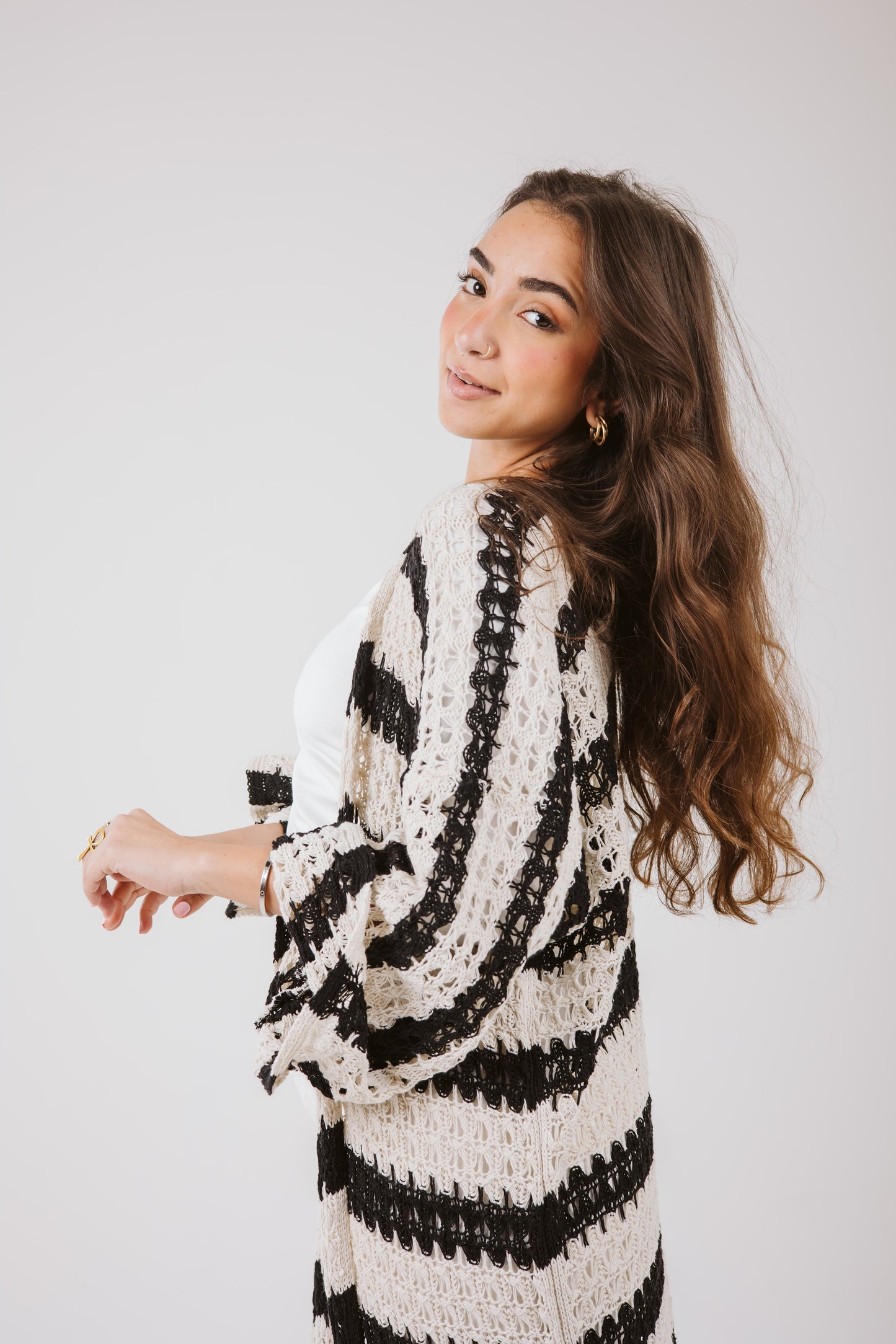 Horizon Striped Cardigan in Black