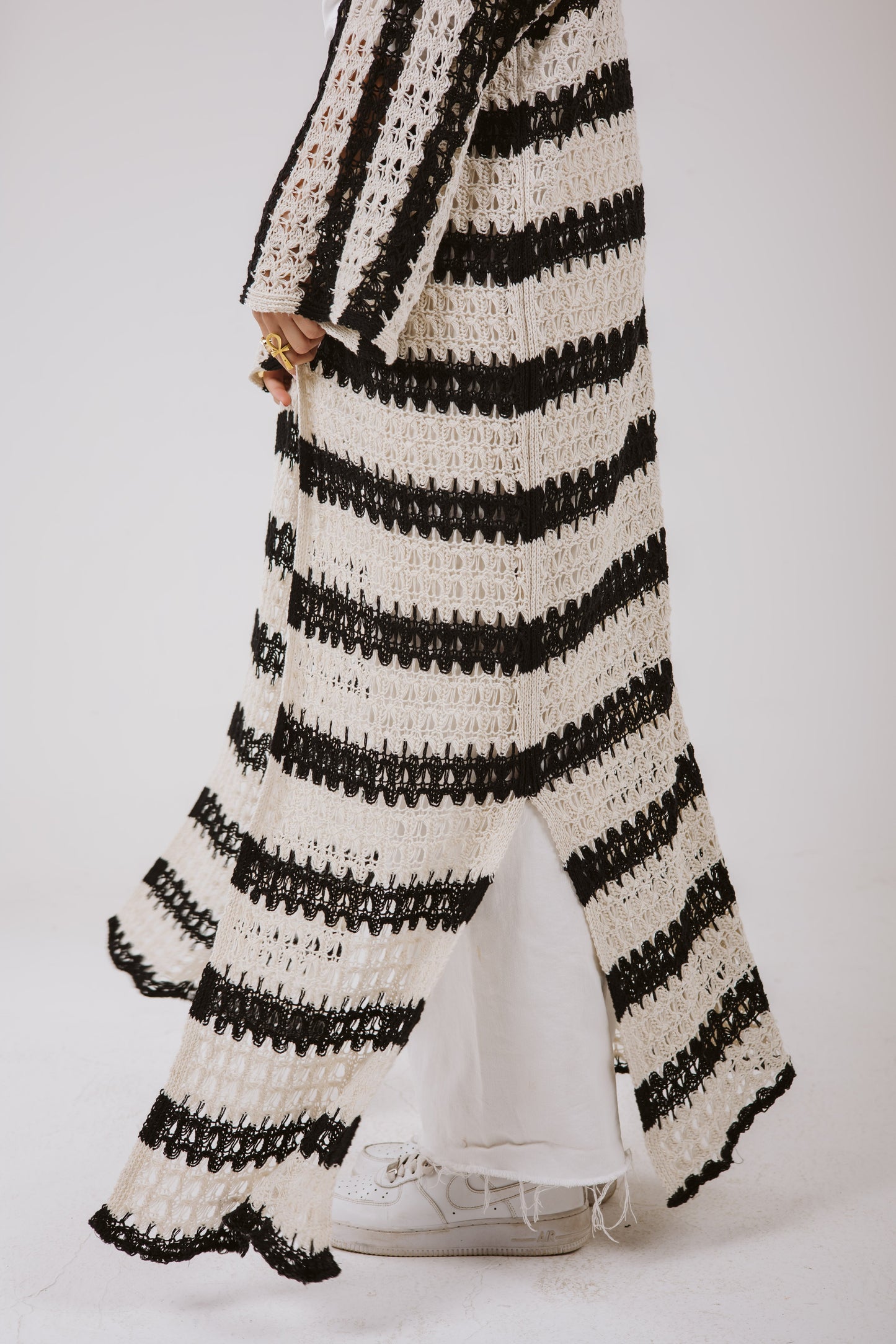 Horizon Striped Cardigan in Black