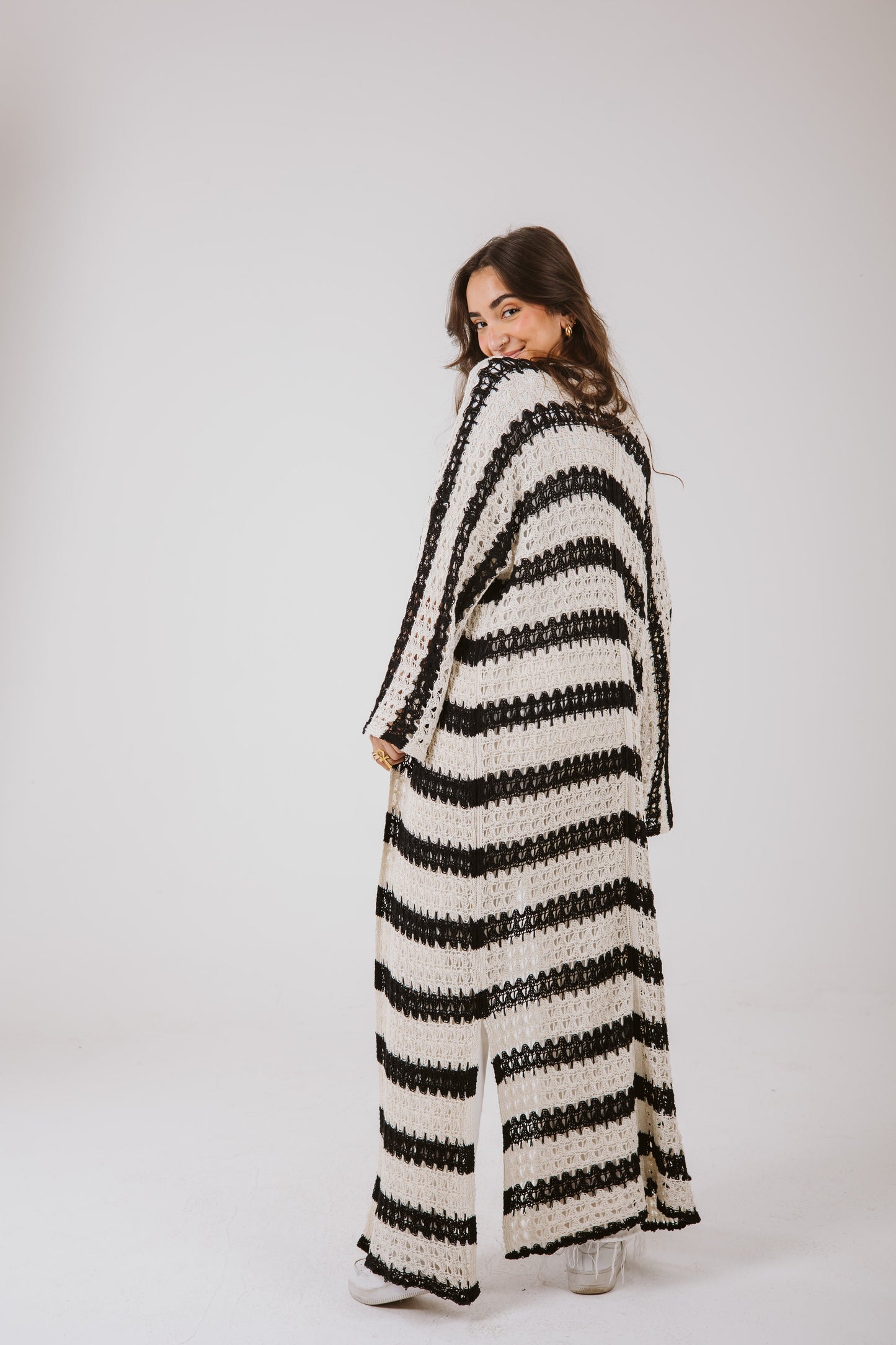 Horizon Striped Cardigan in Black
