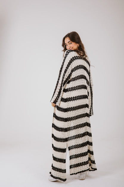 Horizon Striped Cardigan in Black