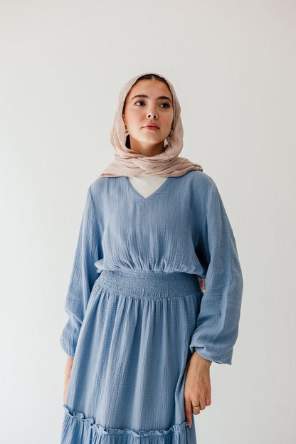 Coralia Dress in Steel blue