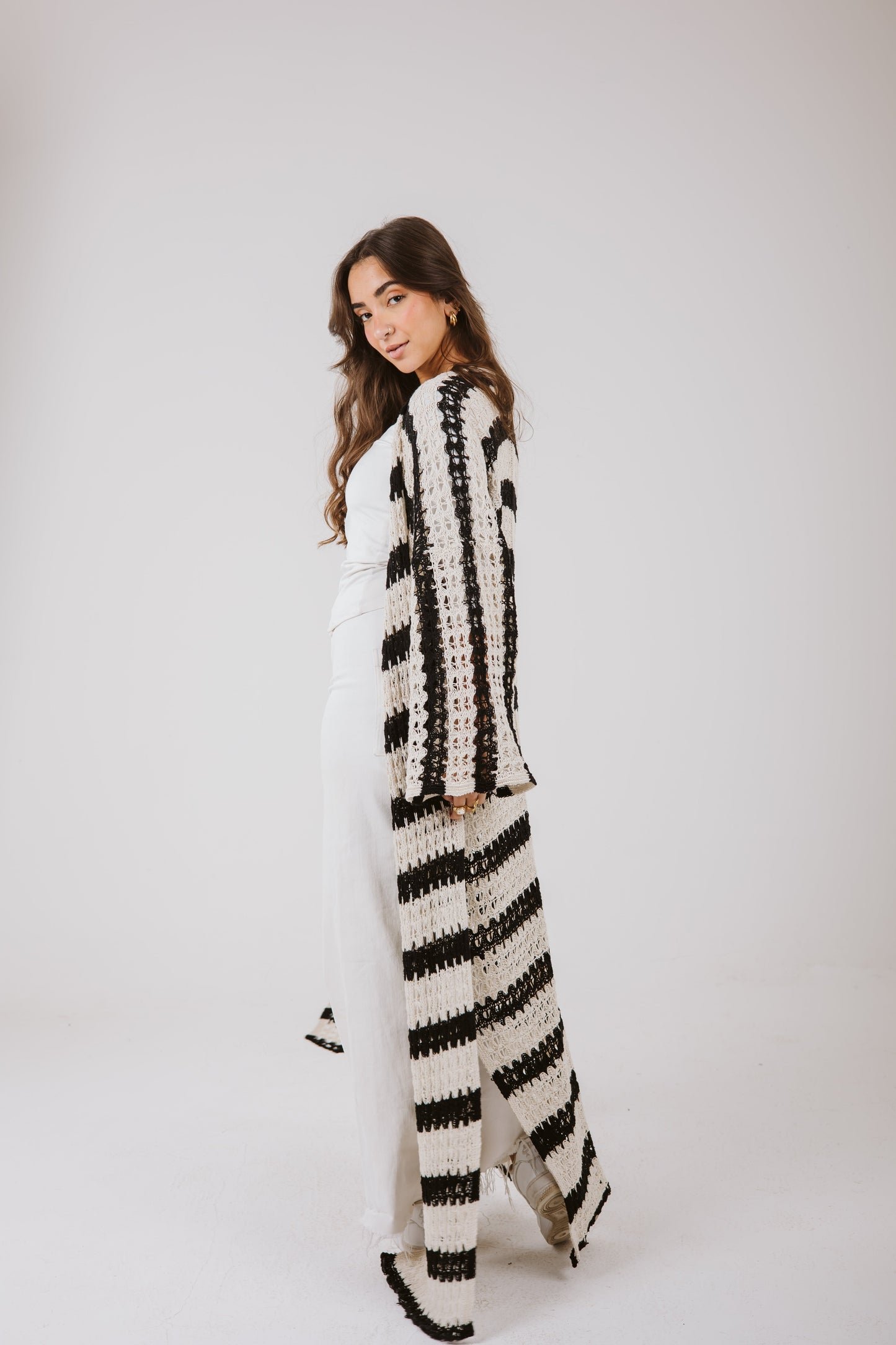 Horizon Striped Cardigan in Black