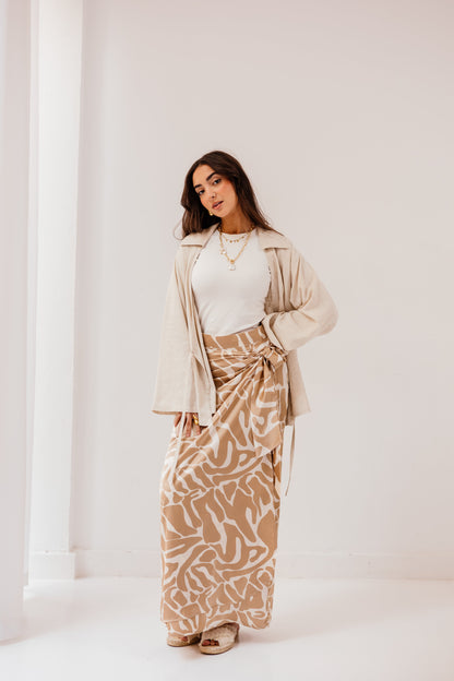 Fiora Silk Skirt in Champagne