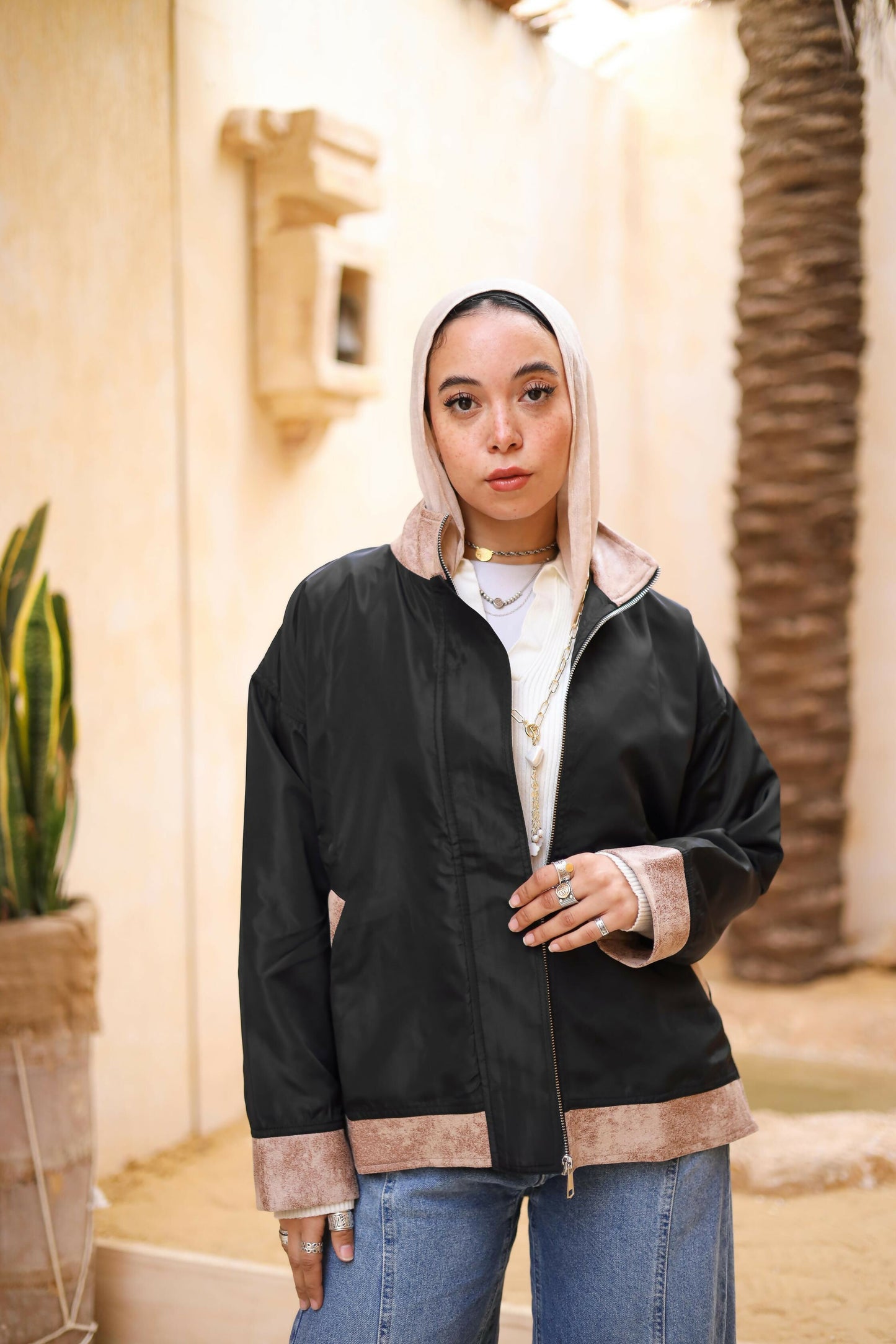 Waterproof and leather jacket