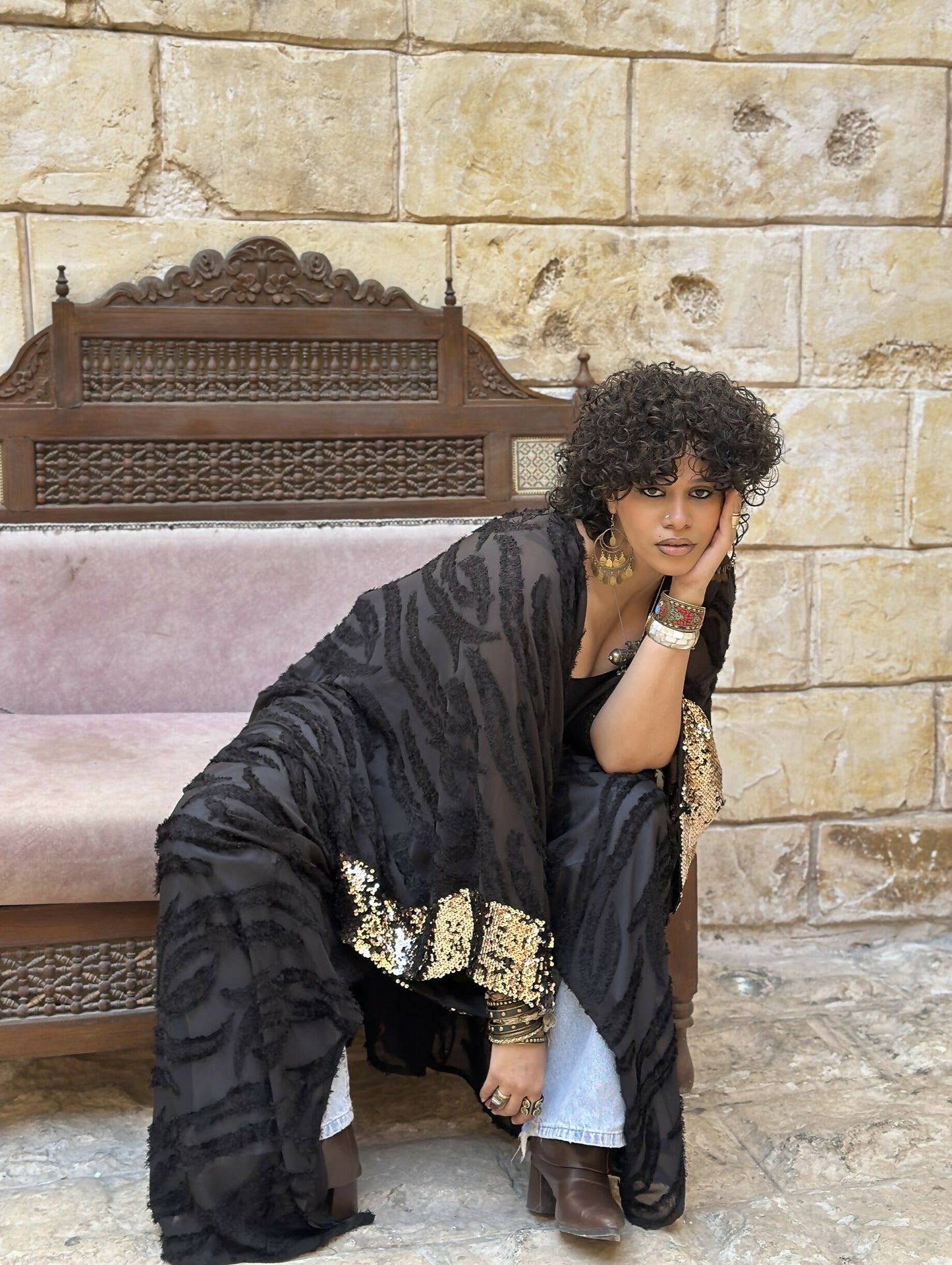 Royal Black x Gold Kaftan